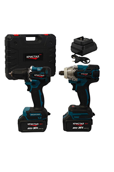 DDT Set mașină de găurit și filetat și șurubelniță cu impact DDT-KRISTAL 2 ba...