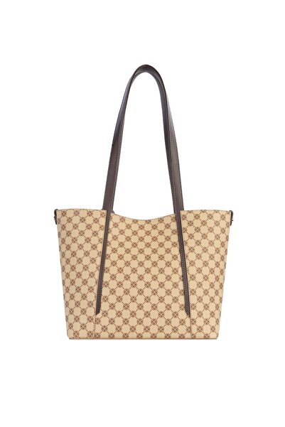 CENGİZ PAKEL Card Holder Charm Detailed Monogram Women's Hand – Shoulder Bag – 7604P - Mink/Brown