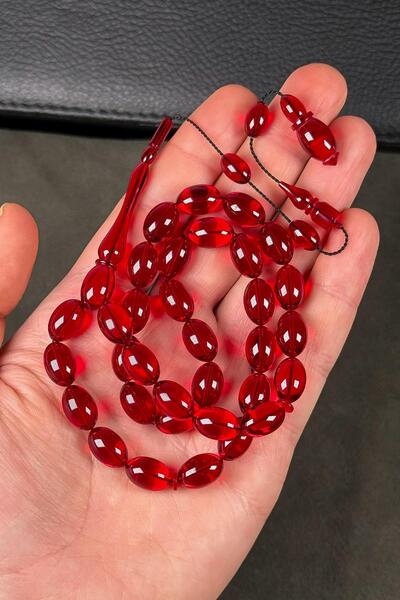 TESBİHKENTİ High-End Material and Craftsmanship Red Fire Amber Prayer Beads