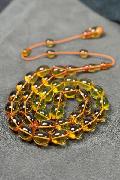 TESBİHKENTİ Large Size High-End Material and Craftsmanship Fire Amber Prayer Beads