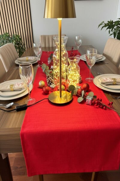 zarafet concept Kırmızı Leke Tutmaz Uzun Runner, Yılbaşı Masası, Christmas (f...