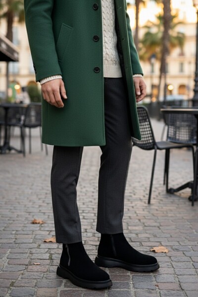 MUGGO CHELSEY Hakiki Deri Çift Fermuarlı Erkek Kışlık Bot