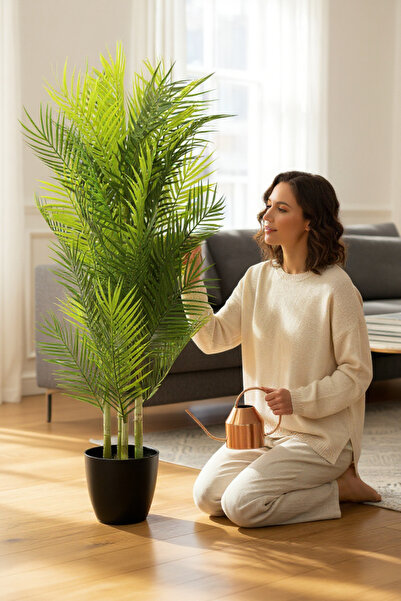 ERHAN FLOWERS Lüx Yapay Areka Bambu Ağacı Çift Renk 140 cm 40 yaprak