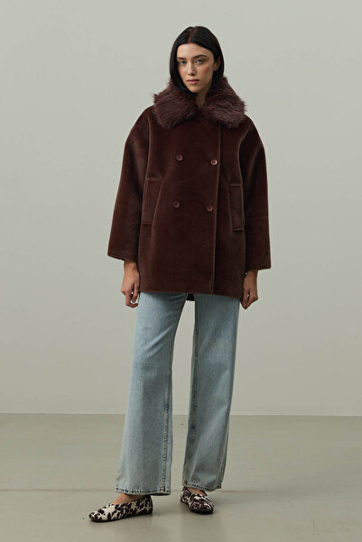 Fahhar Detachable Fur Bomber Jacket Brown