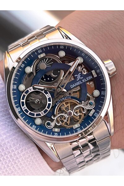 Daniel Klein Men's Wristwatch with Automatic Mechanism Moonlight and Sun Dial 2 Years Warranty Otm.13855.1