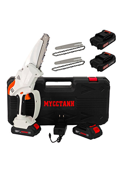 DDT Mini drujbă cu 2 baterii DDT-MUSTANG, 24 V, 2 Ah, model nou, 2 lame și 2 ...