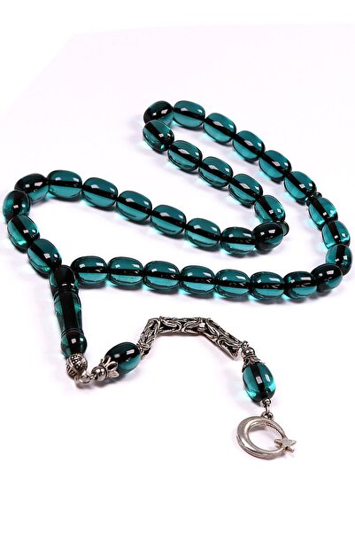 TESBİHKENTİ Velvety Touch Oil Green Fire Amber Prayer Beads