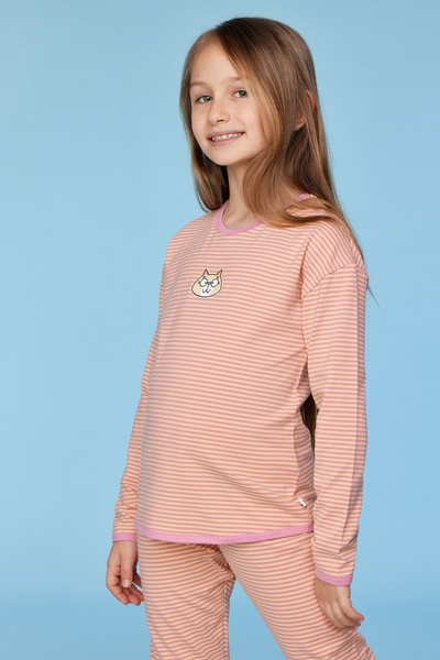 Woody Pijamale pentru fete de 10-16 ani-Pzg - 927 Z Stripe Cat Girls