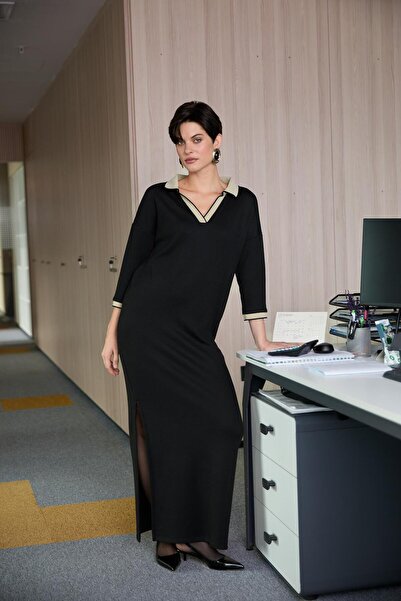 Brand Up Women's Soft Textured Polo Neck Dress