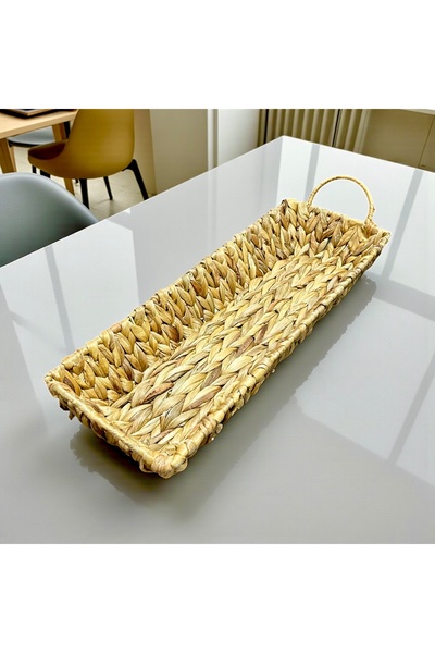 SepetçiBaba Muz Hasırı Kulplu Dikdörtgen Havluluk - Meyvelik - Sunum Sepeti -...