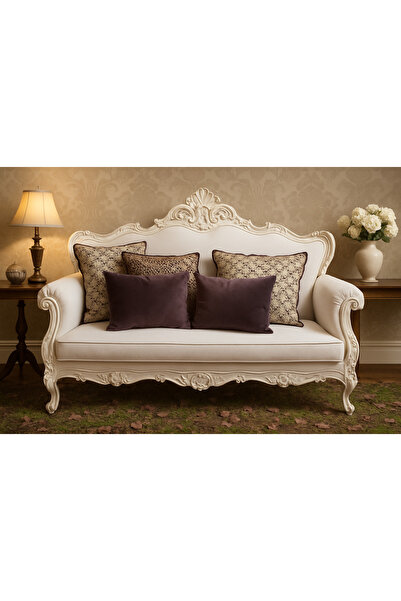 B'Dekor Altın Simli ve Kadife Kumaş Detaylı 5'li Lüks Koltuk Kırlent Seti