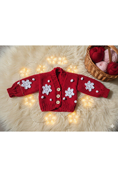 Handmade Lily knitting el örgüsü yılbaşı temalı hırka