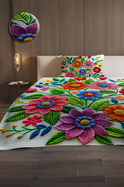 MonoHome Pique Set Cotton Double Jacquard Woven Bedspread Nakkaş