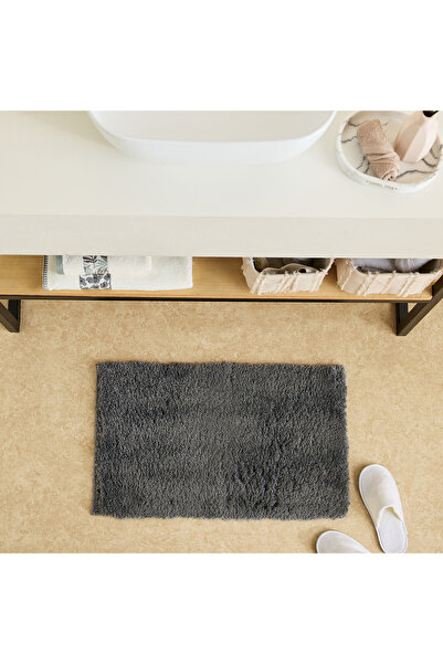 Home Box Leah Sliky Shag- Microfiber Bathmat- 45x75 cm- Grey