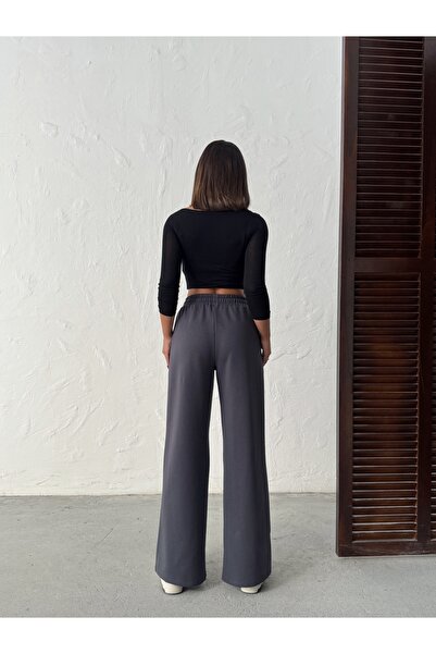 Miss Prova Waist-Tied Comfortable Fit Wide Leg Sweatpants Missea2683