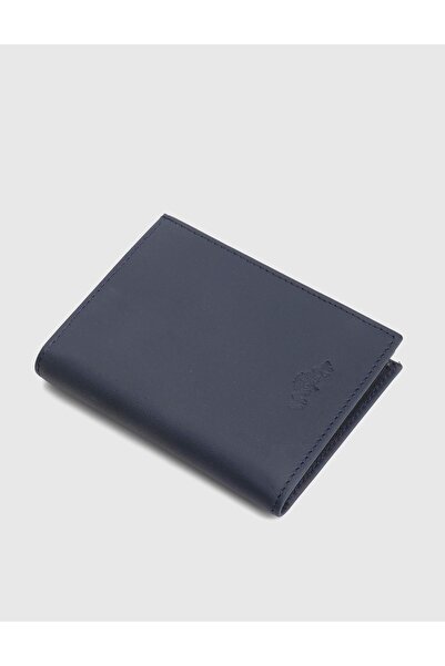 İLVİ Aron Genuine Crazy Leather Navy Blue Men's Wallet