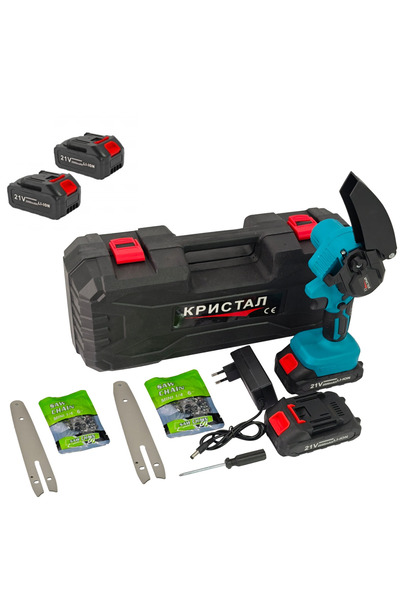 DDT Mini drujbă DDT-CRISTAL, cu 2 baterii 21 V, 2000 mAh, 2 lame + 2 lanțuri ...