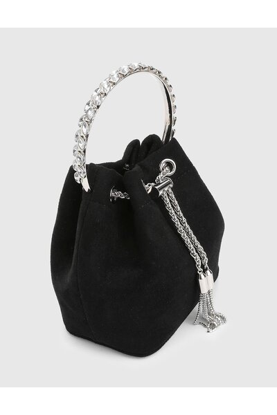 İLVİ Gores Black Suede Women's Handbag