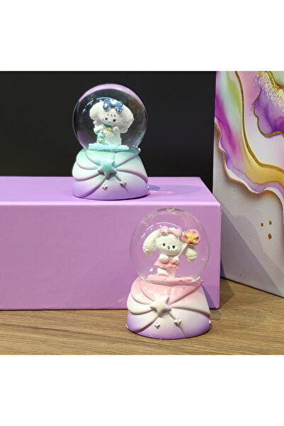 Store Tavşanlı Işıklı Mini Kar Küresi 7 Cm – Sevimli Dekoratif Biblo, Özel Gü...