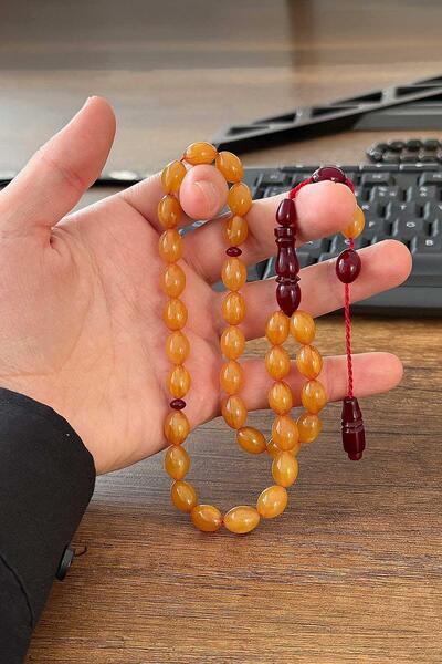 TESBİHKENTİ Ottoman Style Crimped Amber Prayer Beads from Şükür Baba Workshop