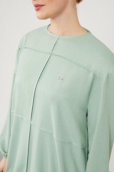 Levidor Mint Green Asymmetric Cut Two Piece Set with Pants