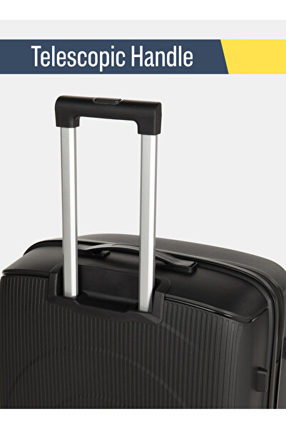 BRITISH TOURISTER Polypropylene Hardshell Luggage Set 3-Piece Spinner – With TSA Approved Lock – Black