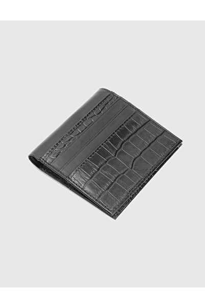 İLVİ Bruno Genuine Crocodile Leather Black Men's Wallet