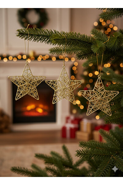 DODOMAR 3 bucăți de ornamente în formă de stea pentru brad de Crăciun (15 cm)...