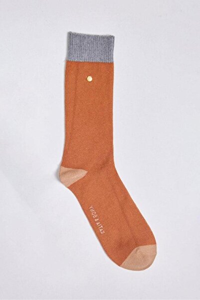BONY SOCKS Men's Studded Wool Socks Brown