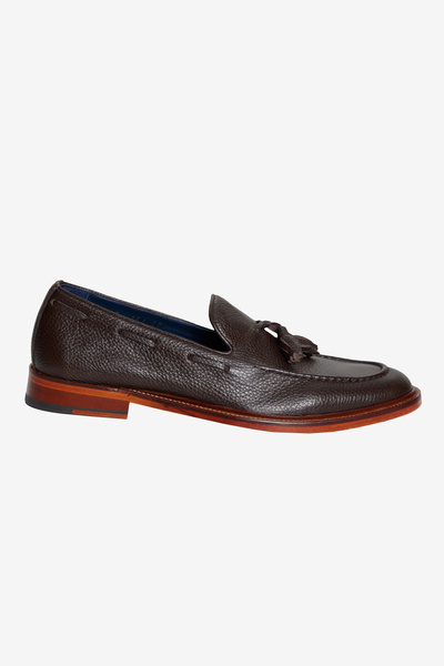 BROOKS BROTHERS Erkek Kahverengi %100 Deri Loafer
