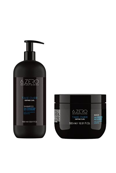 6.Zero Shampoo + Mask Set for Curly and Wavy Hair, Take Over Define Curl 1000 ml + 500 ml