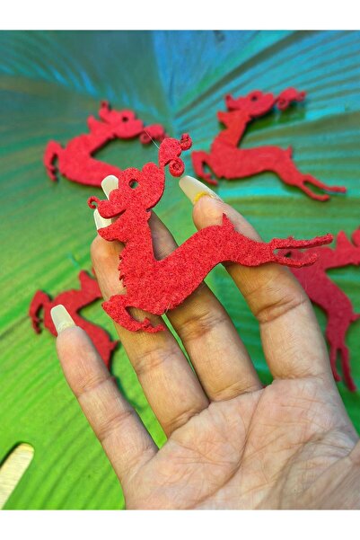 Gönülden Tasarım 6 bucăți set de embleme cu păsări de mare din pâslă roșie 8x...