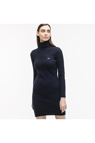 Lacoste Women's High-Neck Navy Knit Dress