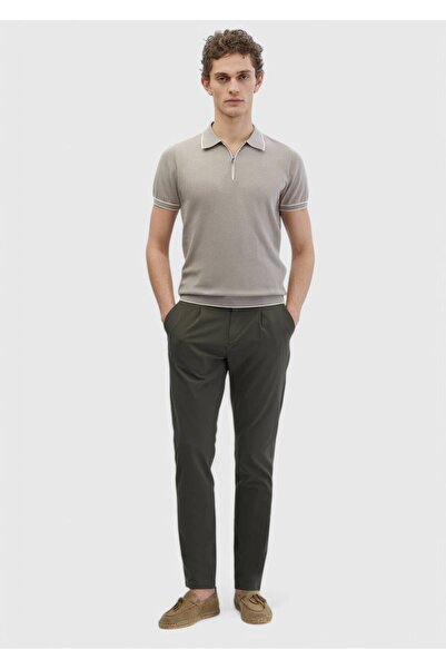 Ramsey Beige Polo Neck 100% Cotton Knitwear