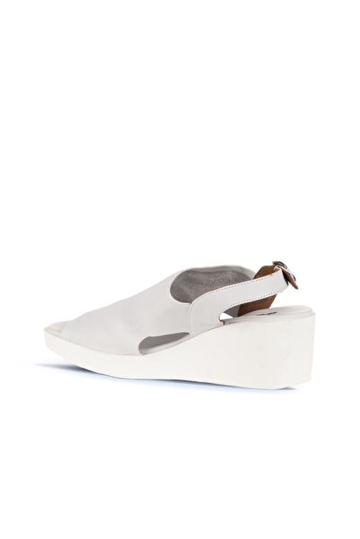 Bueno Shoes White Cracked Leather Women's Wedge Heeled Sandals 01Wy2407