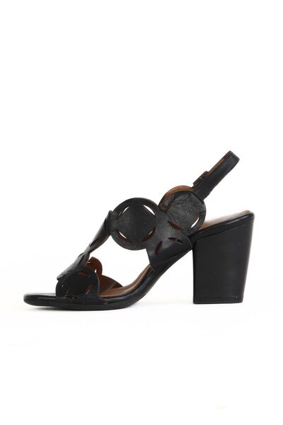 Bueno Shoes Black Khv Leather Women's Heeled Sandals 01Wq2902