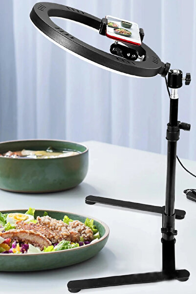 Light Nova Masaüstü 10 inç 26 cm LED Işıklı Ürün Takı Yemek Çekim Standı Tikt...