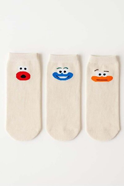 BONY SOCKS Детски чорапи до глезена с щампа на лицето, комплект от 3 броя