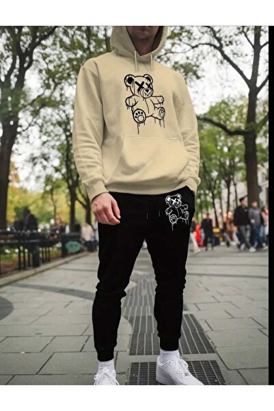 ORVIO Group طقم جوجر منقوش على شكل دب تيدي للرجال