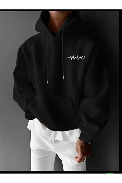 Generic Brand Heartbeat Printed Minimalist Hoodie