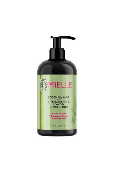 mielle organics بلسم الشعر العضوي المقوي الذي يُترك على الشعر مع إكليل الجبل والنعناع - 355 مل