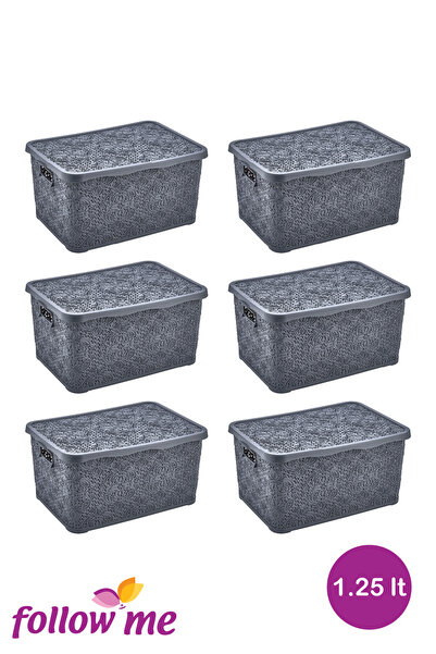 follow me Embroidery Multi-Purpose Box 1.25Lt (Grey)(6 Pieces)