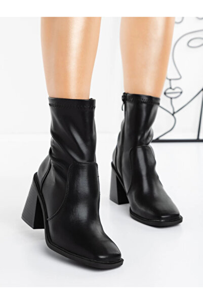 MİASHOES Botine Dama cu Toc gros 23168-1 Negru