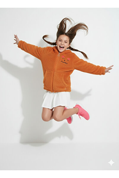 ribana Zippered Hooded Children's Plush Soft Cardigan