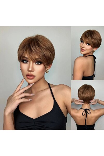 animis beauty Κοντή περούκα σοκολατί καφέ, από συνθετικές ίνες