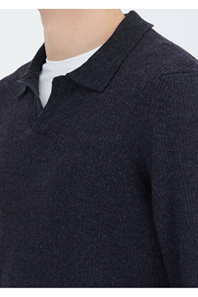 Ramsey Anthracite Polo Neck Thessaloniki Wool Blend Knitwear Sweater