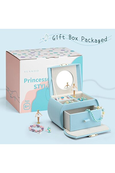 Generic Kids Musical Jewelry Box with Spinning Ballerina Drawer & Lock, DIY Stickers Girls Gift