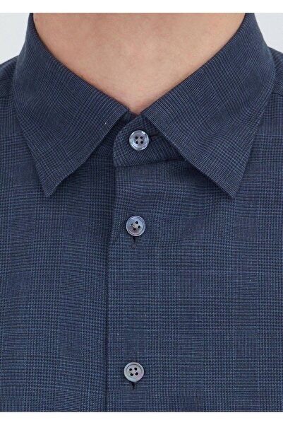 Ramsey Light Navy Checkered Casual Fit Woven Casual 100% Cotton Shirt