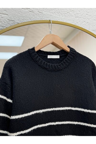 MİHRA STORE Alesa Striped Knitwear Tunic-Zi̇5227 Black