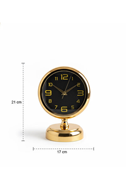 Genel Markalar Metal Lüks Gold Masa Saati Modeli | 21x17 cm | Butik Saat